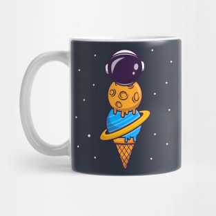 Cute Astronaut Ice Cream Cone Cartoon Mug